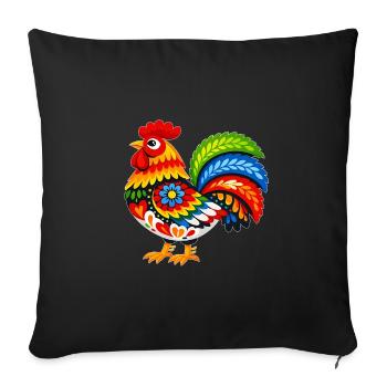 Colorful Kugut in Folk Style - Sofa pillowcase 17,3'' x 17,3'' (45 x 45 cm) - black - Front