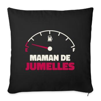 Maman de Jumelles Jauge Essence Humour Fatigue - Housse de coussin décorative 45 x 45 cm - noir - Devant