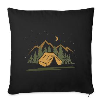 Mondbeschienener Waldzelt - Sofakissenbezug 45 x 45 cm - Schwarz - Vorne