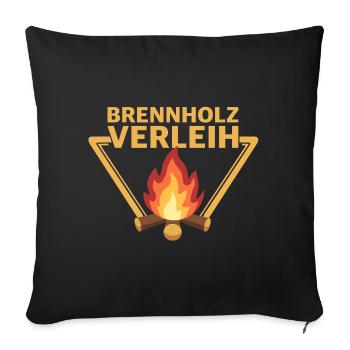Brennholz Verleih Logo Lagerfeuer - Sofakissenbezug 45 x 45 cm - Schwarz - Vorne
