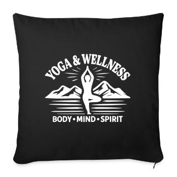 Body Mind Spirit Yoga Wellness Mountains - Sofa pillowcase 17,3'' x 17,3'' (45 x 45 cm) - black - Front