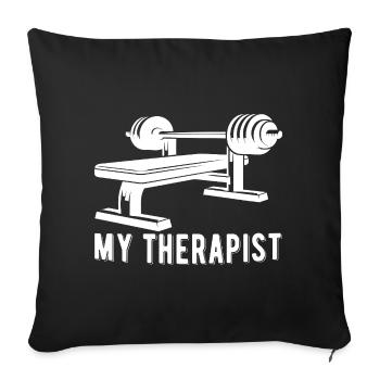 Mon thérapeute fait du développé couché à la salle de musculation drôle - Housse de coussin décorative 45 x 45 cm - noir - Devant