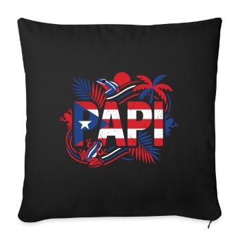 Papi Porto Rico Drapeau Grenouille Tropiques - Housse de coussin décorative 45 x 45 cm - noir - Devant