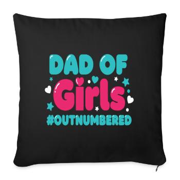 Papa des filles en infériorité numérique Papa fille - Housse de coussin décorative 45 x 45 cm - noir - Devant
