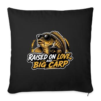 Raised On Love And Big Carp Fishing Gift - Sofa pillowcase 17,3'' x 17,3'' (45 x 45 cm) - black - Front