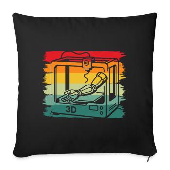 Retro Vintage 3D Printer Robotic Arm Maker - Sofa pillowcase 17,3'' x 17,3'' (45 x 45 cm) - black - Front