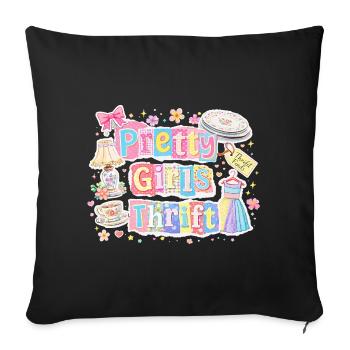 Pretty Girls Thrift Thrift Store Vintage Fashion - Sofa pillowcase 17,3'' x 17,3'' (45 x 45 cm) - black - Front