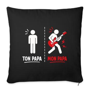Ton Papa vs Mon Papa: Attitude Guitare - Housse de coussin décorative 45 x 45 cm - noir - Devant