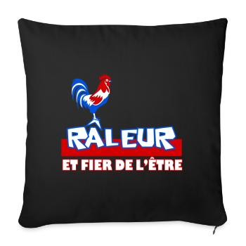 Râleur Fier de l’être Coq Logo - Housse de coussin décorative 45 x 45 cm - noir - Devant