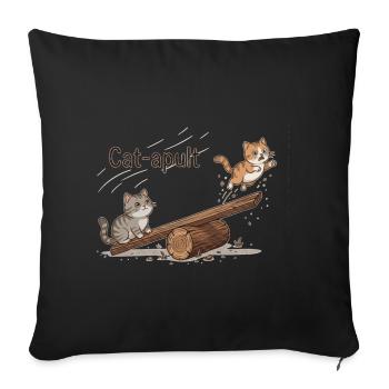 Aventure du Chat Catapulte - Housse de coussin décorative 45 x 45 cm - noir - Devant