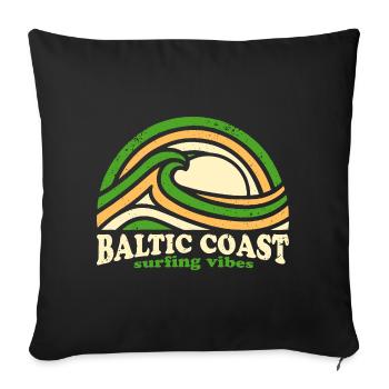 Baltic Coast Surf Design – Retro Green - Sofa pillowcase 17,3'' x 17,3'' (45 x 45 cm) - black - Front