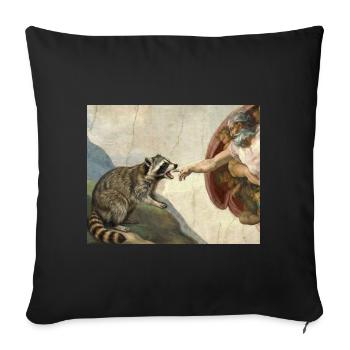 raccoon beating god's hand raccoon meme - Sofa pillowcase 17,3'' x 17,3'' (45 x 45 cm) - black - Front