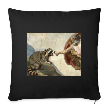 raccoon beating god's hand raccoon meme - Sofa pillowcase 17,3'' x 17,3'' (45 x 45 cm) - black - Front