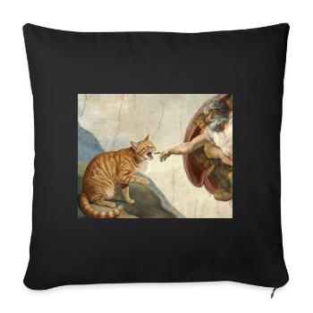 Chat gifle la main de Dieu Mème des chats drôles - Housse de coussin décorative 45 x 45 cm - noir - Devant