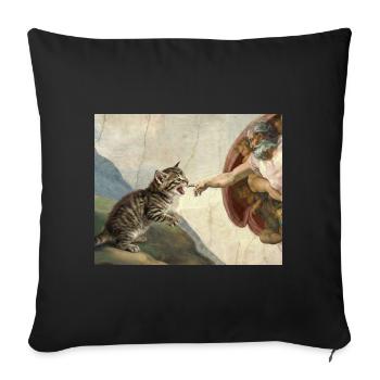 Katze Schlägt Gottes Hand Lustiges Katzen meme - Sofakissenbezug 45 x 45 cm - Schwarz - Vorne