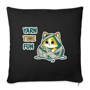 Art cadeau cadeau en laine mignonne Kitty Baby Cat Kawaii - Housse de coussin décorative 45 x 45 cm - noir - Devant