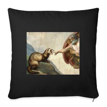 Ferret Beats God's Hand Ferret Meme - Sofa pillowcase 17,3'' x 17,3'' (45 x 45 cm) - black - Front