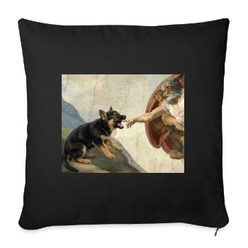 Dog God's Hand Shepherd Dog Meme - Sofa pillowcase 17,3'' x 17,3'' (45 x 45 cm) - black - Front