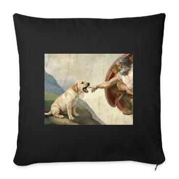 Mème de chien Dieu main Labrador Chiens - Housse de coussin décorative 45 x 45 cm - noir - Devant