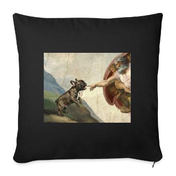 Mème du chien God God Hand du chien bouledogue français - Housse de coussin décorative 45 x 45 cm - noir - Devant