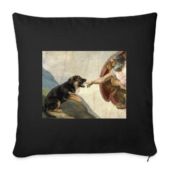 Dog God's Hand Shepherd Dog Meme - Sofa pillowcase 17,3'' x 17,3'' (45 x 45 cm) - black - Front