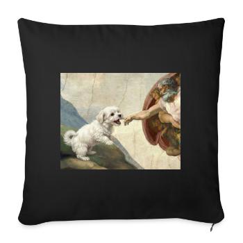 Mème des chiens maltais de la main du chien - Housse de coussin décorative 45 x 45 cm - noir - Devant