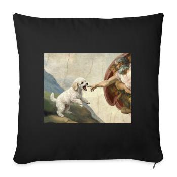 Mème Caniche Main, Chien Dieu - Housse de coussin décorative 45 x 45 cm - noir - Devant