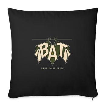 BAT – Hanging Bat and Word Game - Sofa pillowcase 17,3'' x 17,3'' (45 x 45 cm) - black - Front