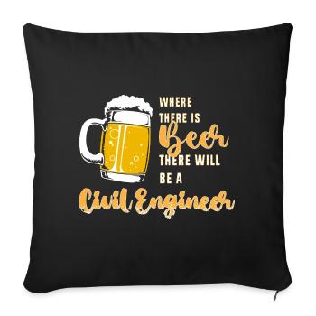 Ingénieur civil sur chantier de construction - Housse de coussin décorative 45 x 45 cm - noir - Devant