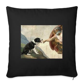 Mème du chien Dog God Hand Border Collie - Housse de coussin décorative 45 x 45 cm - noir - Devant