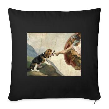 Dog God Hand Beagle Dog meme - Sofa pillowcase 17,3'' x 17,3'' (45 x 45 cm) - black - Front