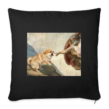 Dog God Hand Pomeranian Dog meme - Sofa pillowcase 17,3'' x 17,3'' (45 x 45 cm) - black - Front