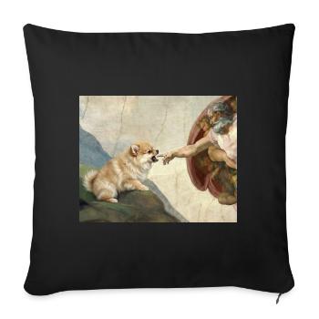 Mème du chien God God Hand Pomeranian Dog - Housse de coussin décorative 45 x 45 cm - noir - Devant