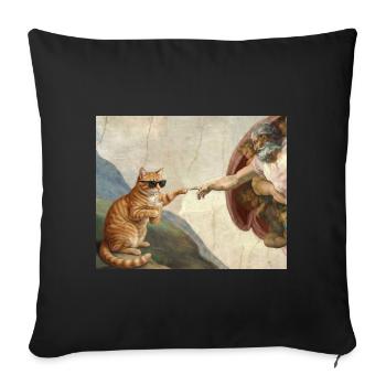 Chat gifle la main de Dieu Mème des chats drôles - Housse de coussin décorative 45 x 45 cm - noir - Devant