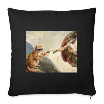 Chat gifle la main de Dieu Mème des chats drôles - Housse de coussin décorative 45 x 45 cm - noir - Devant