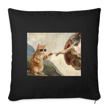 Chat gifle la main de Dieu Mème des chats drôles - Housse de coussin décorative 45 x 45 cm - noir - Devant