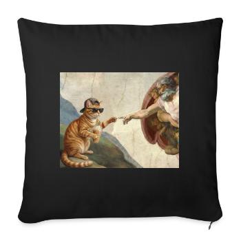 Chat gifle la main de Dieu Mème des chats drôles - Housse de coussin décorative 45 x 45 cm - noir - Devant