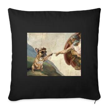 Dog God Hand French Bulldog Dog meme - Sofa pillowcase 17,3'' x 17,3'' (45 x 45 cm) - black - Front