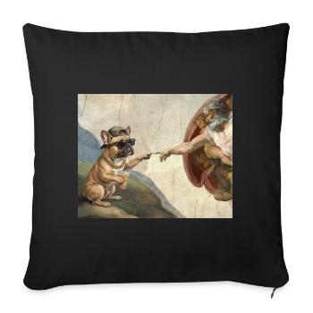 Mème du chien God God Hand du chien bouledogue français - Housse de coussin décorative 45 x 45 cm - noir - Devant