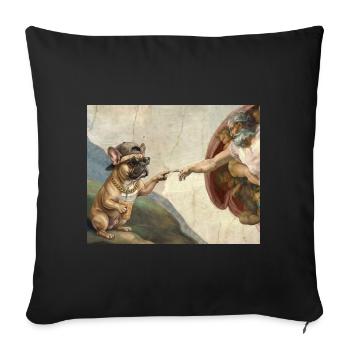 Cat Slaps God's Hand Funny Cats Meme - Sofa pillowcase 17,3'' x 17,3'' (45 x 45 cm) - black - Front