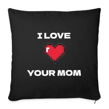 Pixel Herz Ich liebe deine Mutter - Sofakissenbezug 45 x 45 cm - Schwarz - Vorne
