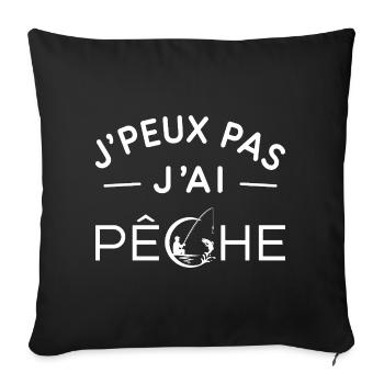 Pêche Humour Cadeau Passionné de Pêche - Housse de coussin décorative 45 x 45 cm - noir - Devant