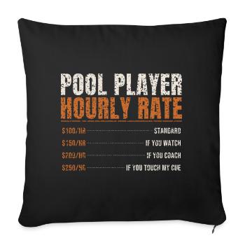 Tarif horaire des joueurs de billard - Housse de coussin décorative 45 x 45 cm - noir - Devant