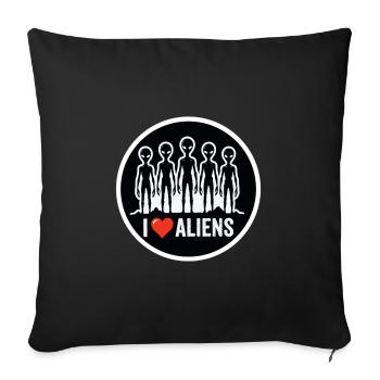 I Love Aliens Extraterrestrial UFO Fan - Sofa pillowcase 17,3'' x 17,3'' (45 x 45 cm) - black - Front