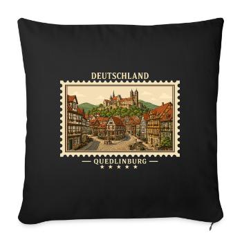 Deutschland Quedlinburg Vintage Reisemarke - Sofakissenbezug 45 x 45 cm - Schwarz - Vorne