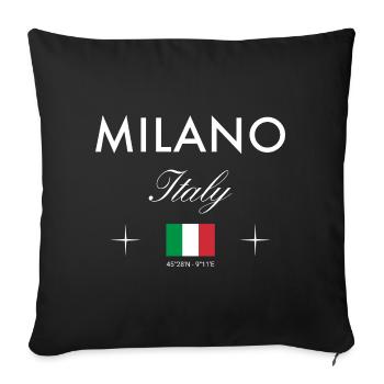 Milan Italie Coordonnées Souvenir de voyage - Housse de coussin décorative 45 x 45 cm - noir - Devant