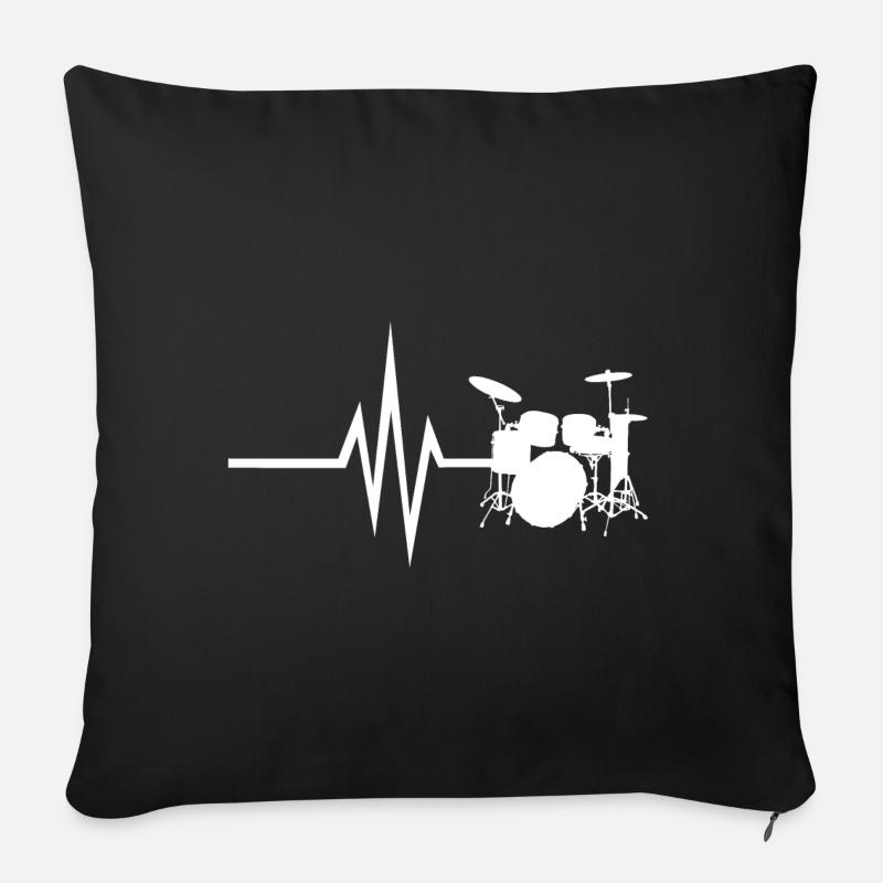 Mon cœur bat pour les percussions - Instrument - Housse de coussin décorative 45 x 45 cm - noir