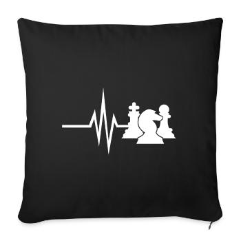 Mon cœur bat pour la stratégie d'échecs checkmate - Housse de coussin décorative 45 x 45 cm - noir - Devant