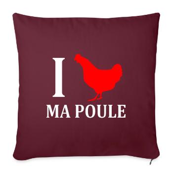 I love ma poule - Housse de coussin décorative 45 x 45 cm - bordeaux - Devant