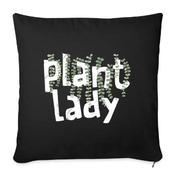 Plant Lady - Fille de jardinage - Housse de coussin décorative 45 x 45 cm - noir - Devant